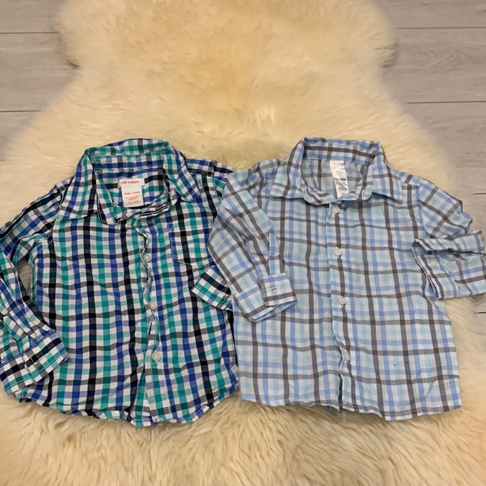 Joe Fresh & George Button-Down Striped Dress Shirts Blue/Gray/Turquoise 12-18M